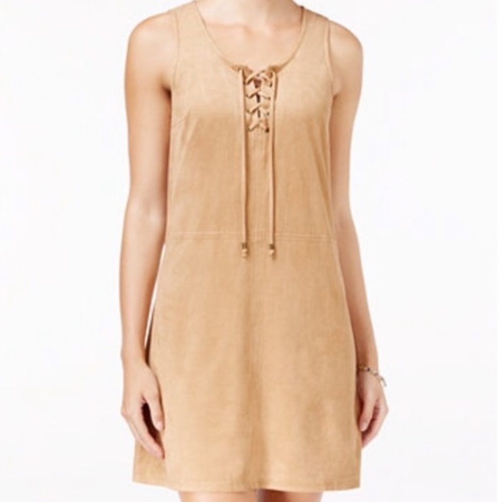 NWT Suede Lace-Up Shift Dress